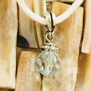 Faux Lather Cord Necklace Crystal Pendant Hippie